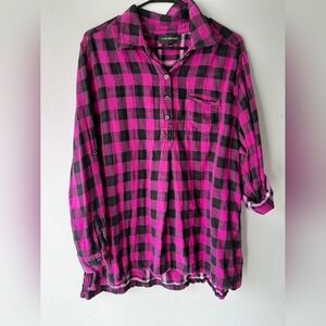 Lane Bryant Flannel Long Sleeve Top with Pocket and 3/4 sleeve option.